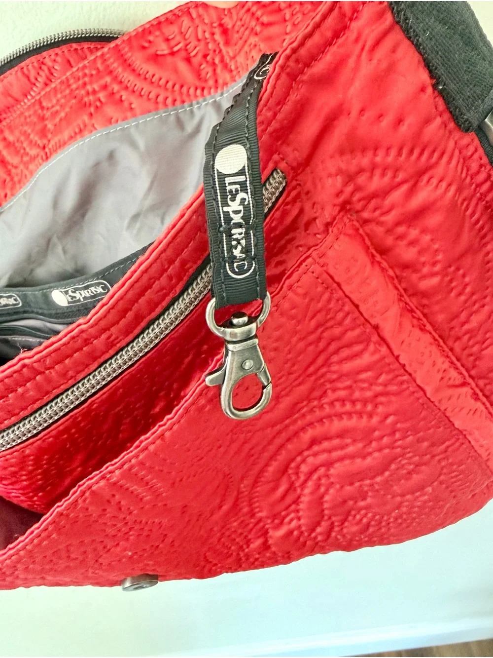 LeSportsac Red Colette Expandable Quilted Messenger Crossbody Bag